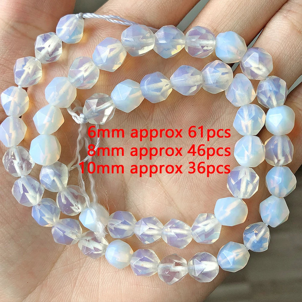 White Opalite Stone Beads 8mm Round Rondelle – DIY Jewelry Making