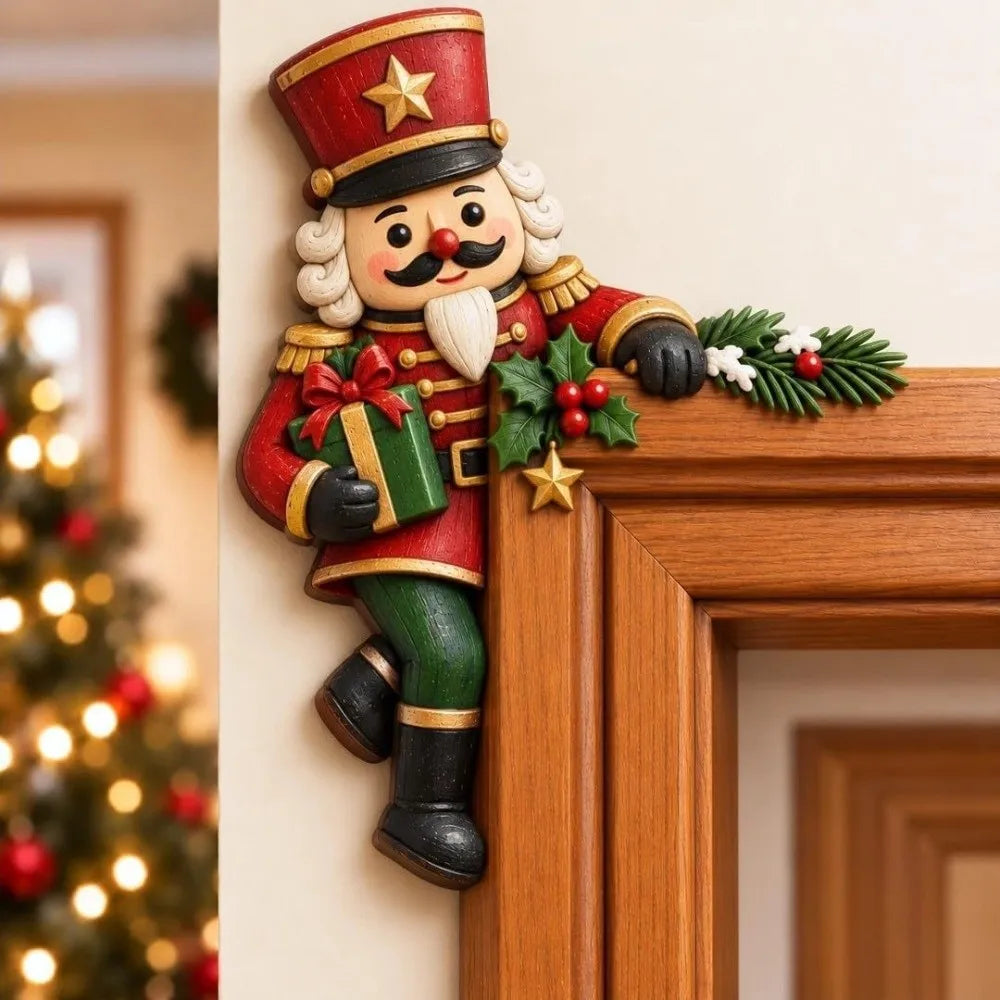 Wooden Christmas Door Frame Corner Decor – Holiday Topper