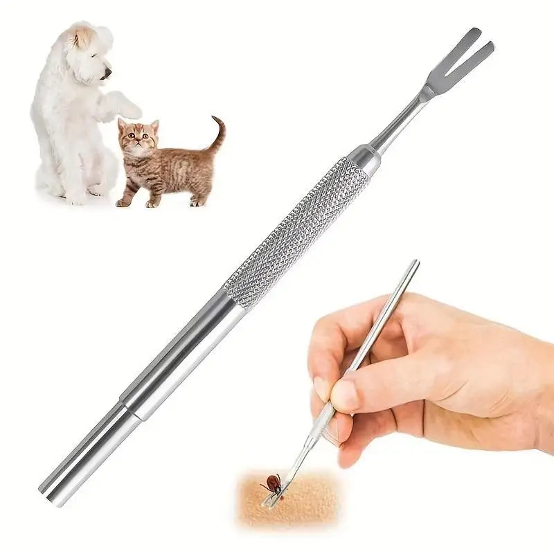 Stainless Steel Tick Fork Remover Tool for Dogs & Cats