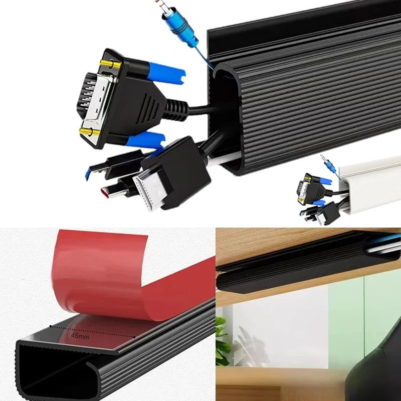Under-Desk Cable Management Tray – No-Drill PVC Wire Organizer