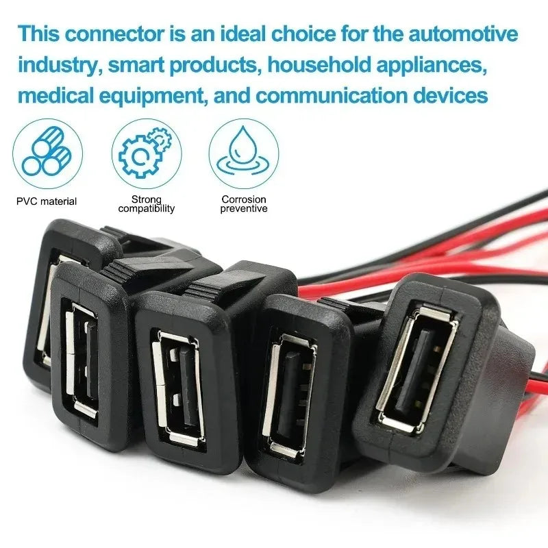 USB 2.0 Female Charging Port Connector – Waterproof Snap-On