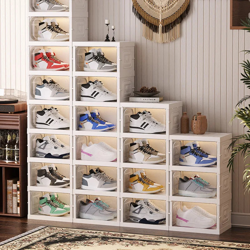 Multi-Tier Clear Shoe Rack | Dust-Proof Transparent Cabinet