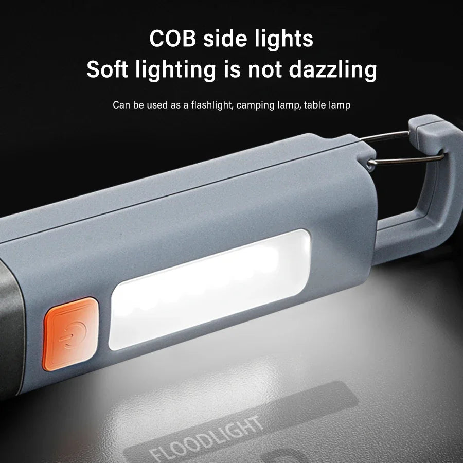 XPE LED Flashlight with Hook – USB-C Rechargeable Camping Torch