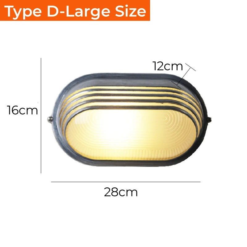 Retro Industrial LED Wall Sconce IP65 Waterproof E27 Glass