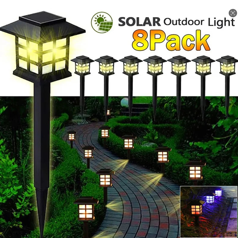 10-Pack Solar Garden Stake Lights – Retro House LED Lawn Lamps