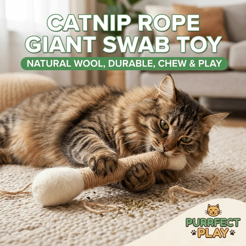 Large Cat Kick Stick – Hemp Rope Fleece Interactive Cat Toy
