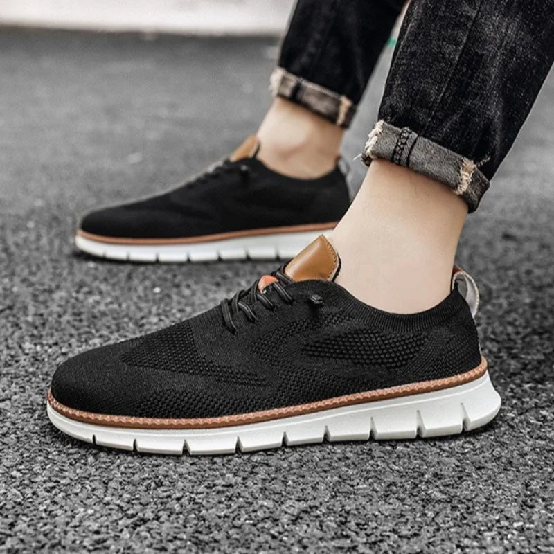 Men's Brogue Dress Sneakers – Breathable Cushioned Casual Shoes