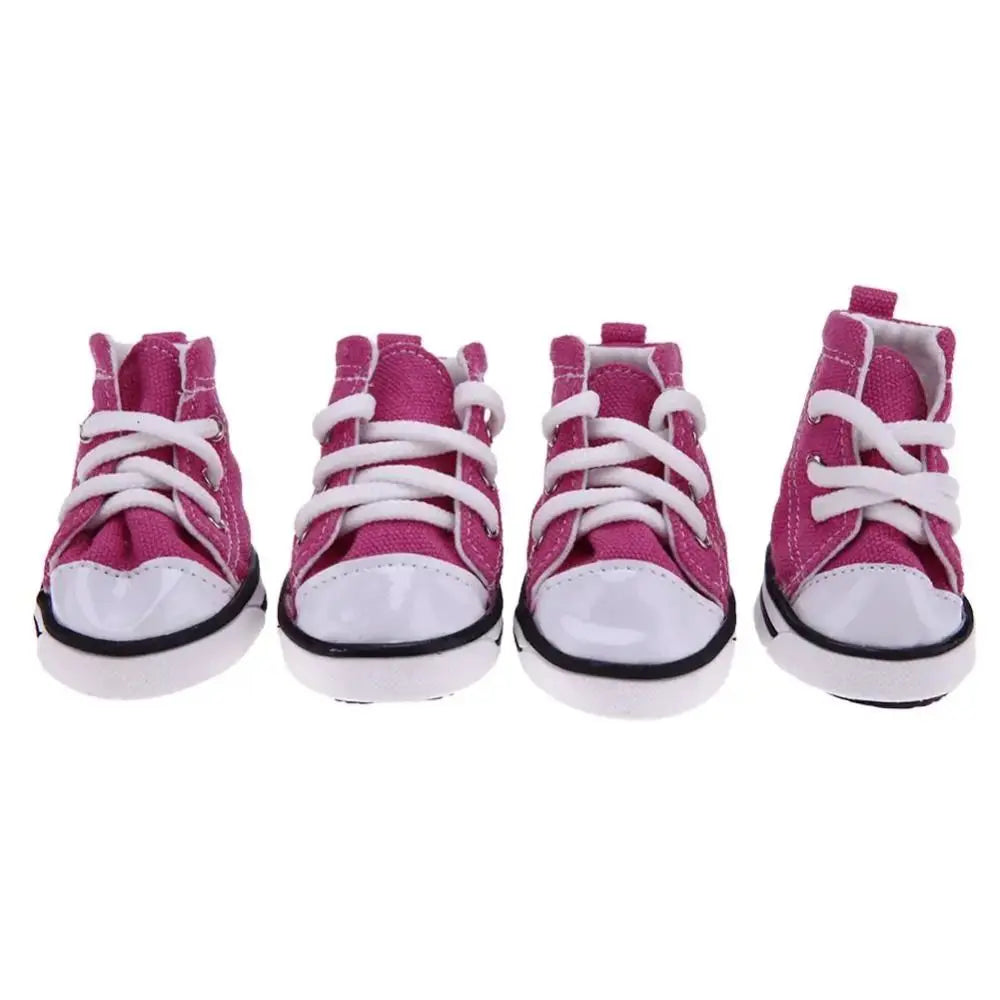 4-Pack Waterproof Canvas Dog Boots – Breathable Puppy Shoes