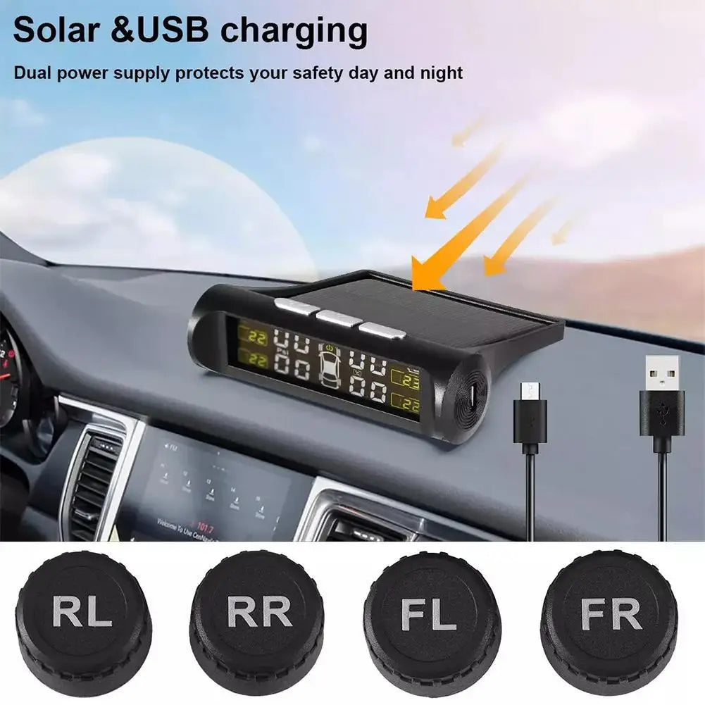 Solar Car Digital Clock – LCD Time, Date & Temperature Display