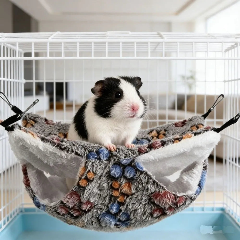 Double-Layer Plush Hamster Hammock – Warm Hanging Cage Bed