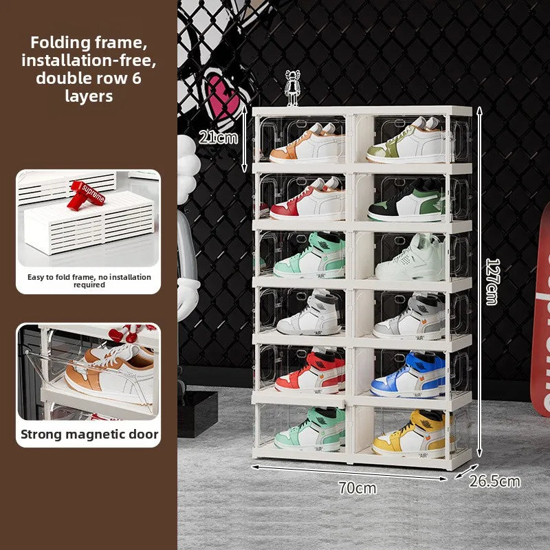 Multi-Tier Clear Shoe Rack – Dust-Proof Transparent Cabinet