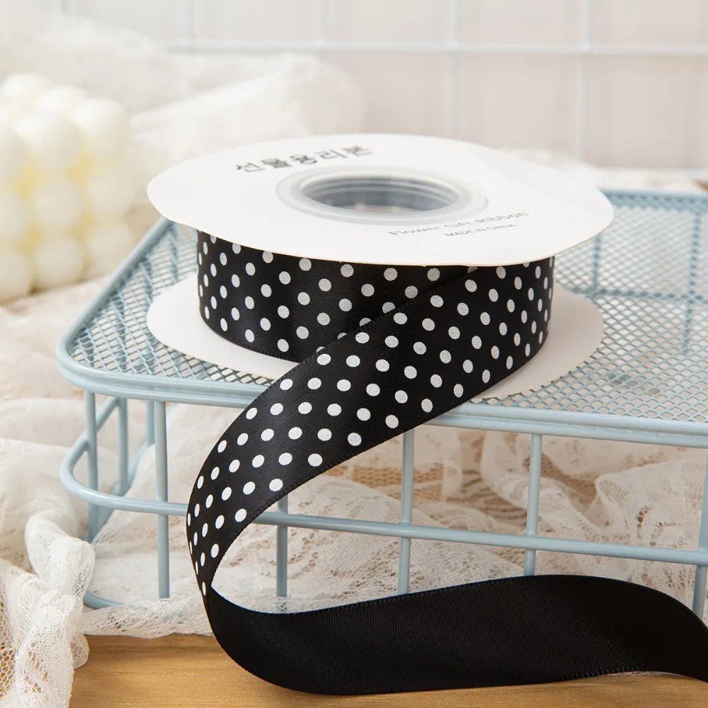 Polka Dot Ribbon 1" Wide – Shiny Multicolor DIY Craft & Gift Wrap