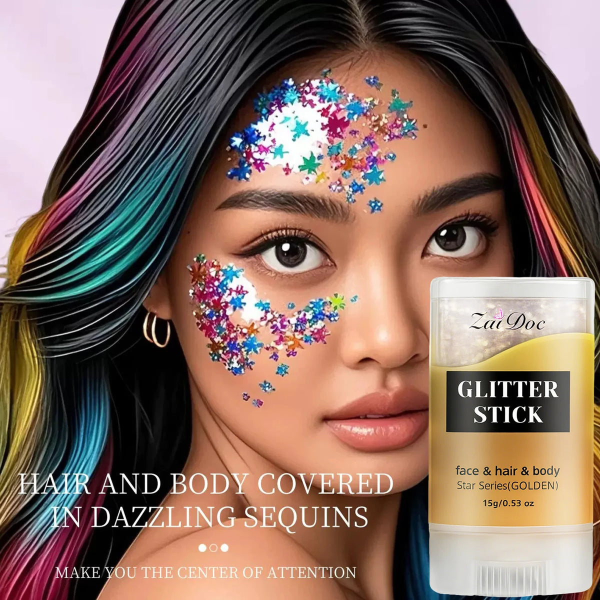 ZaiDoc 12pc Glitter Sticks – 6 Colors Face Hair Body Shimmer