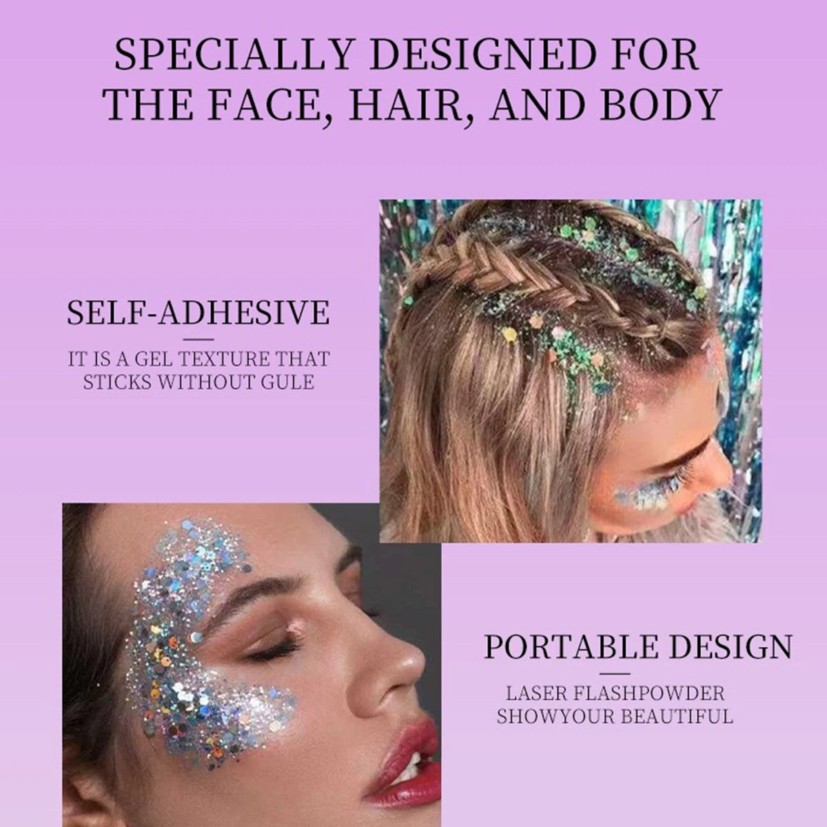 ZaiDoc 12pc Glitter Sticks – 6 Colors Face Hair Body Shimmer