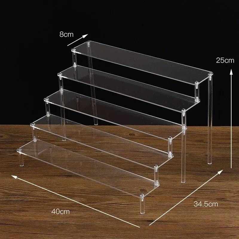 Black Acrylic Display Stand Riser 1–5 Tier Organizer Rack