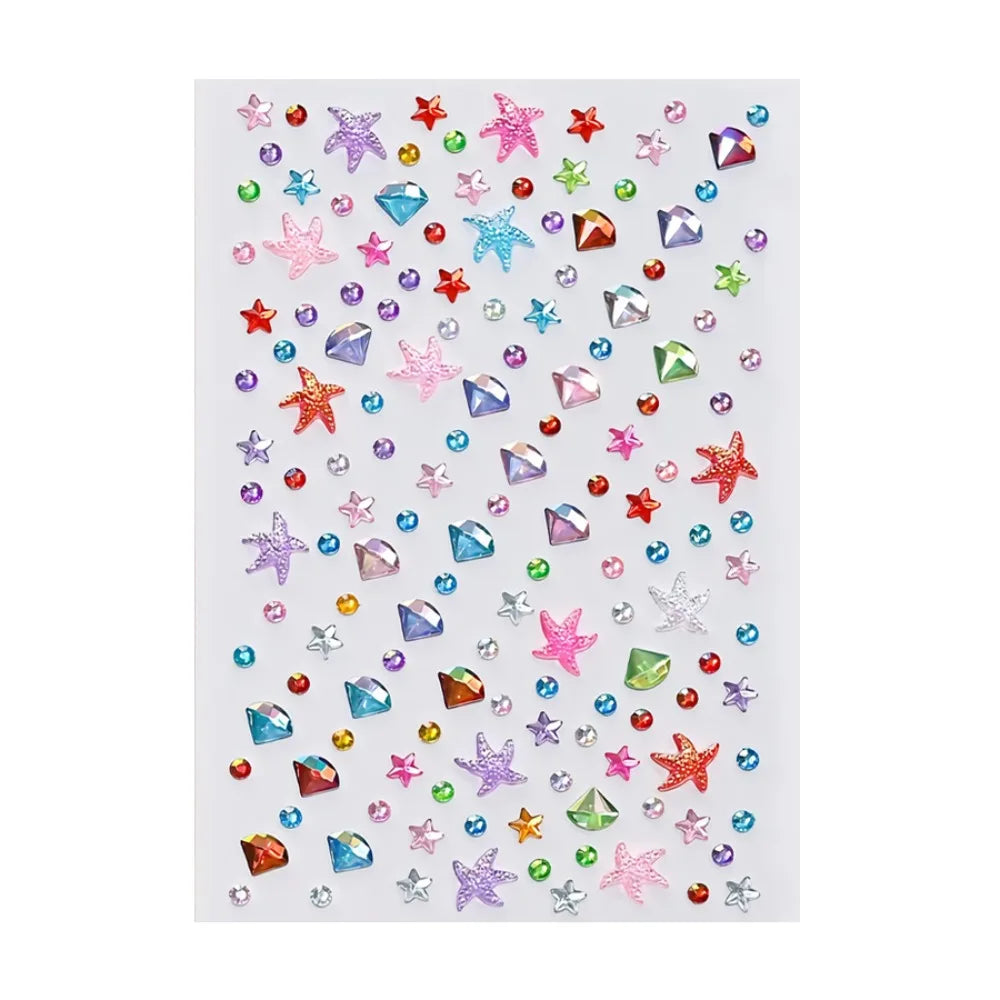 3D Aurora Iridescent Face Rhinestone Stickers | Body Art Gems
