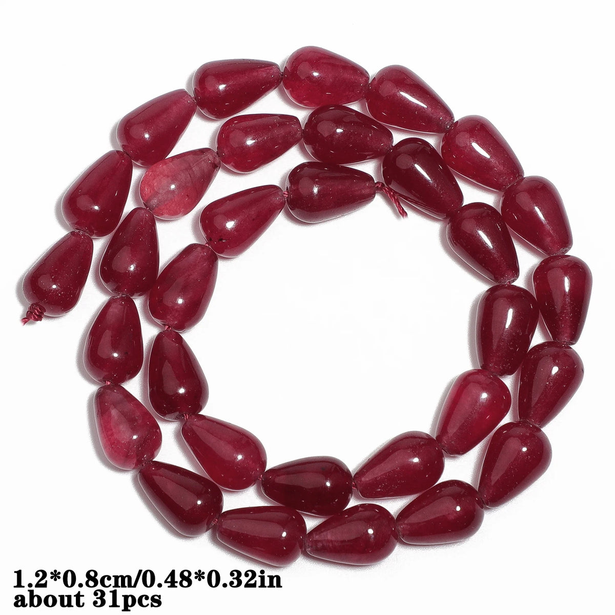 Red Chalcedony Stone Beads – Droplet, Square & Round DIY Jewelry