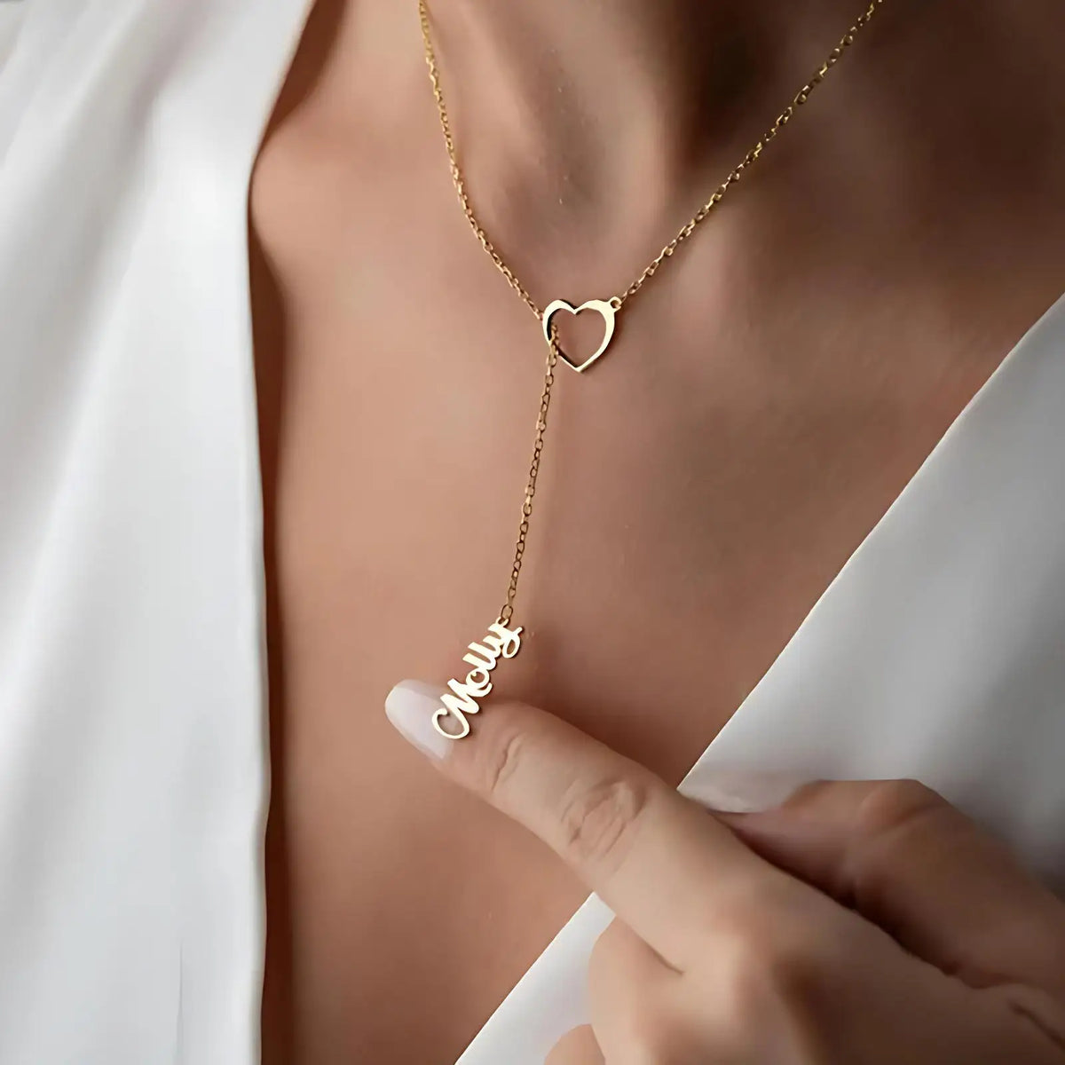 Custom Name Heart Necklace | 18K Gold Plated Stainless Steel