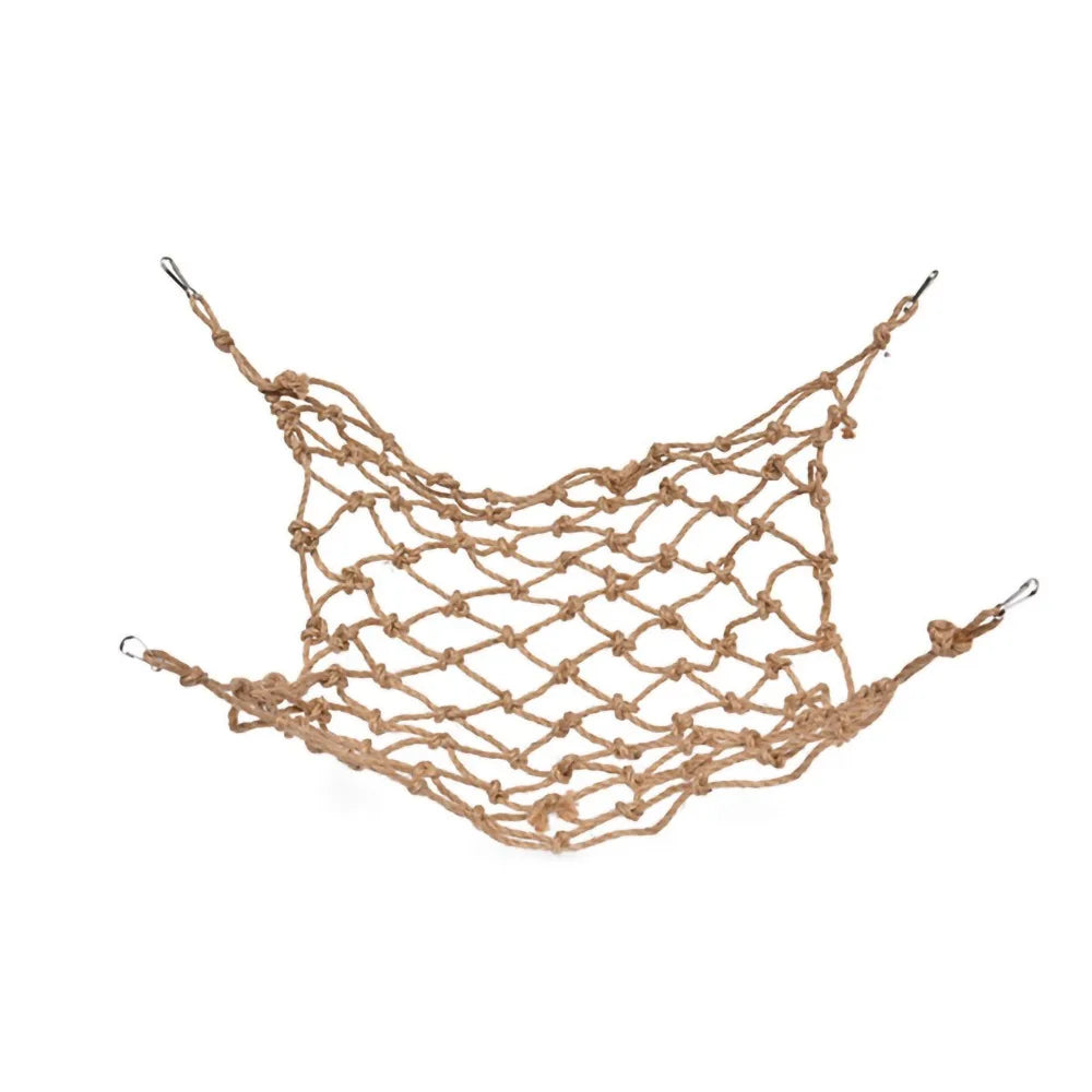 Hemp Rope Bird Climbing Net with Hooks – Parrot Cage Toy