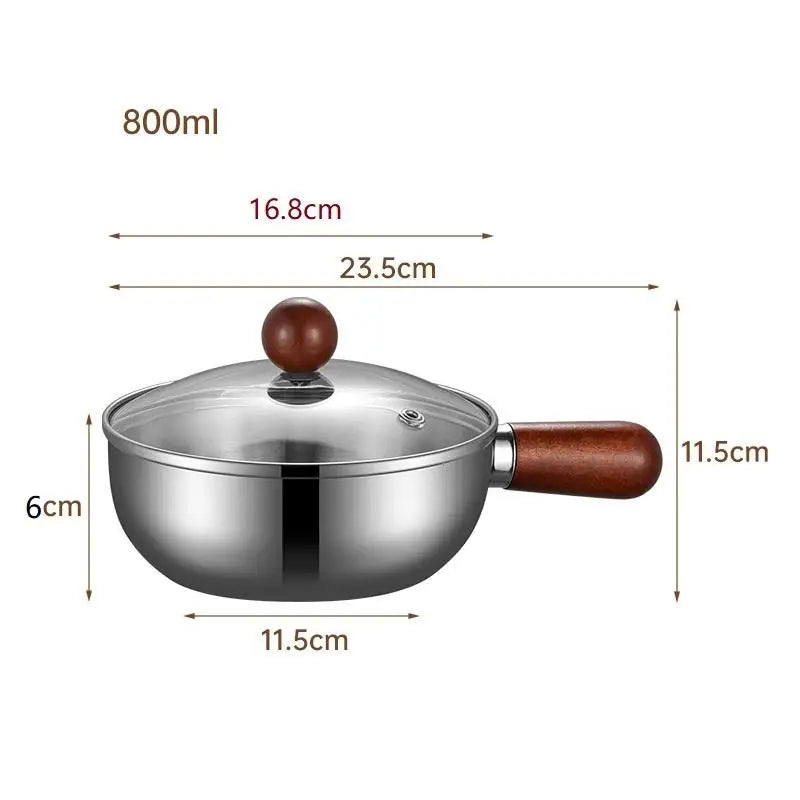 Stainless Steel Bowl with Walnut Wood Handle | 17–20cm