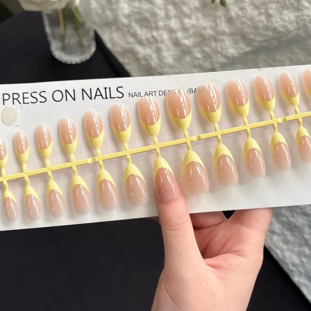30-Piece Almond Press On Nails – Matte Nude & Glossy Finish