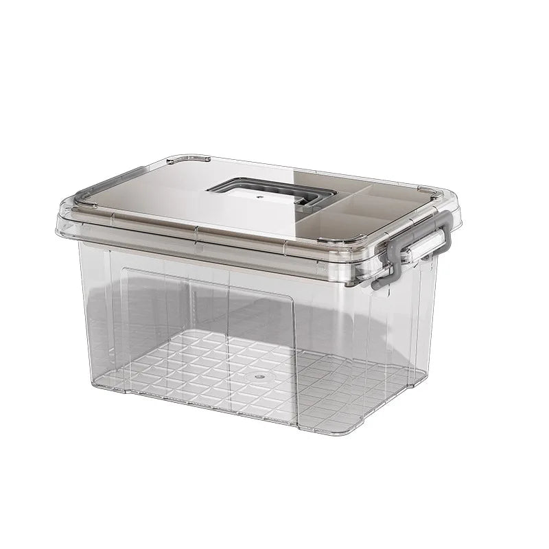 Double Layer Transparent Pill Medicine Storage Box with Handle