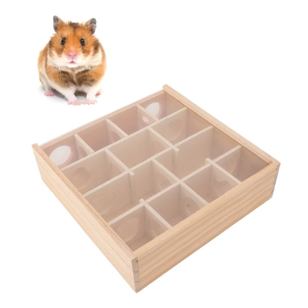 Wooden Hamster Tunnel Maze with Clear Panel – 25×25cm