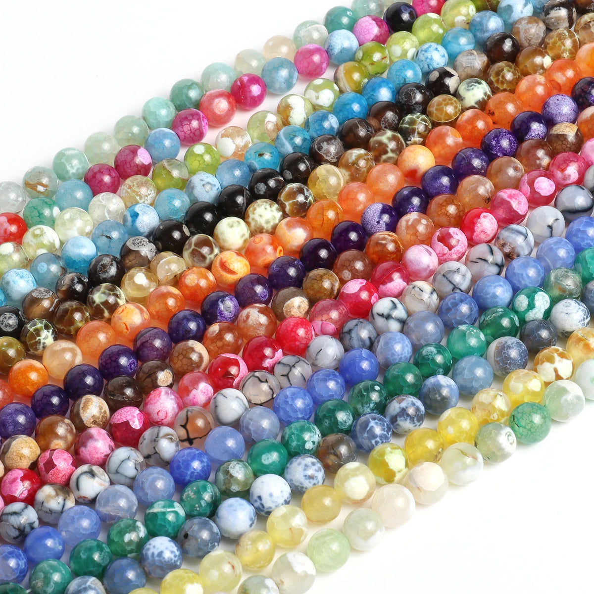 Sky Blue Fire Agate Beads 6/8/10mm – DIY Jewelry Strand