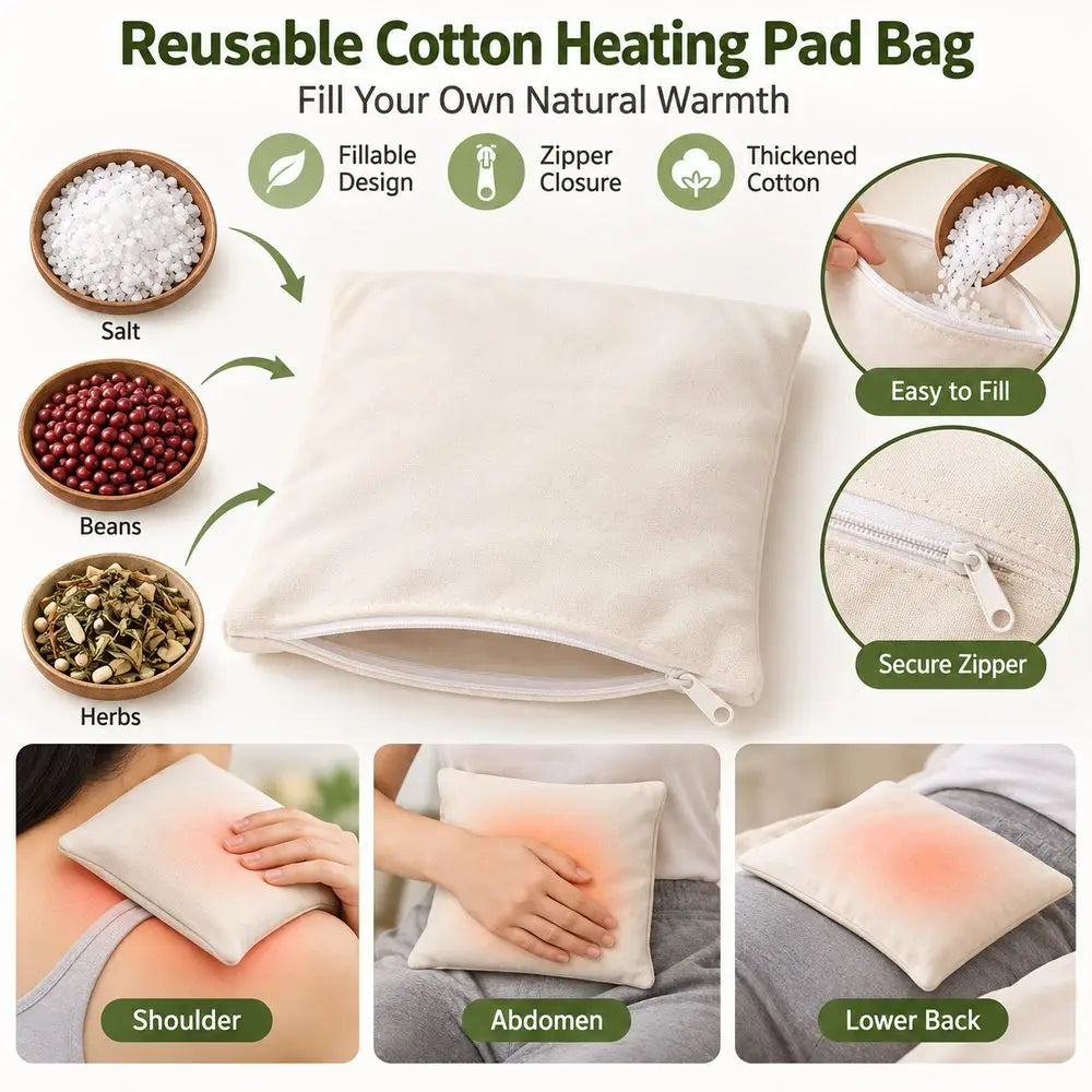 Reusable Fillable Cotton Heating Pad Bag | Zipper Warming Pouch