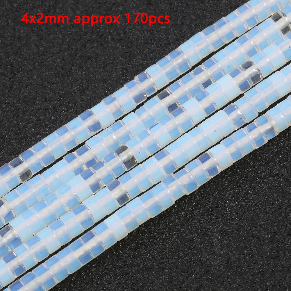 White Opalite Stone Beads 8mm Round Rondelle – DIY Jewelry Making