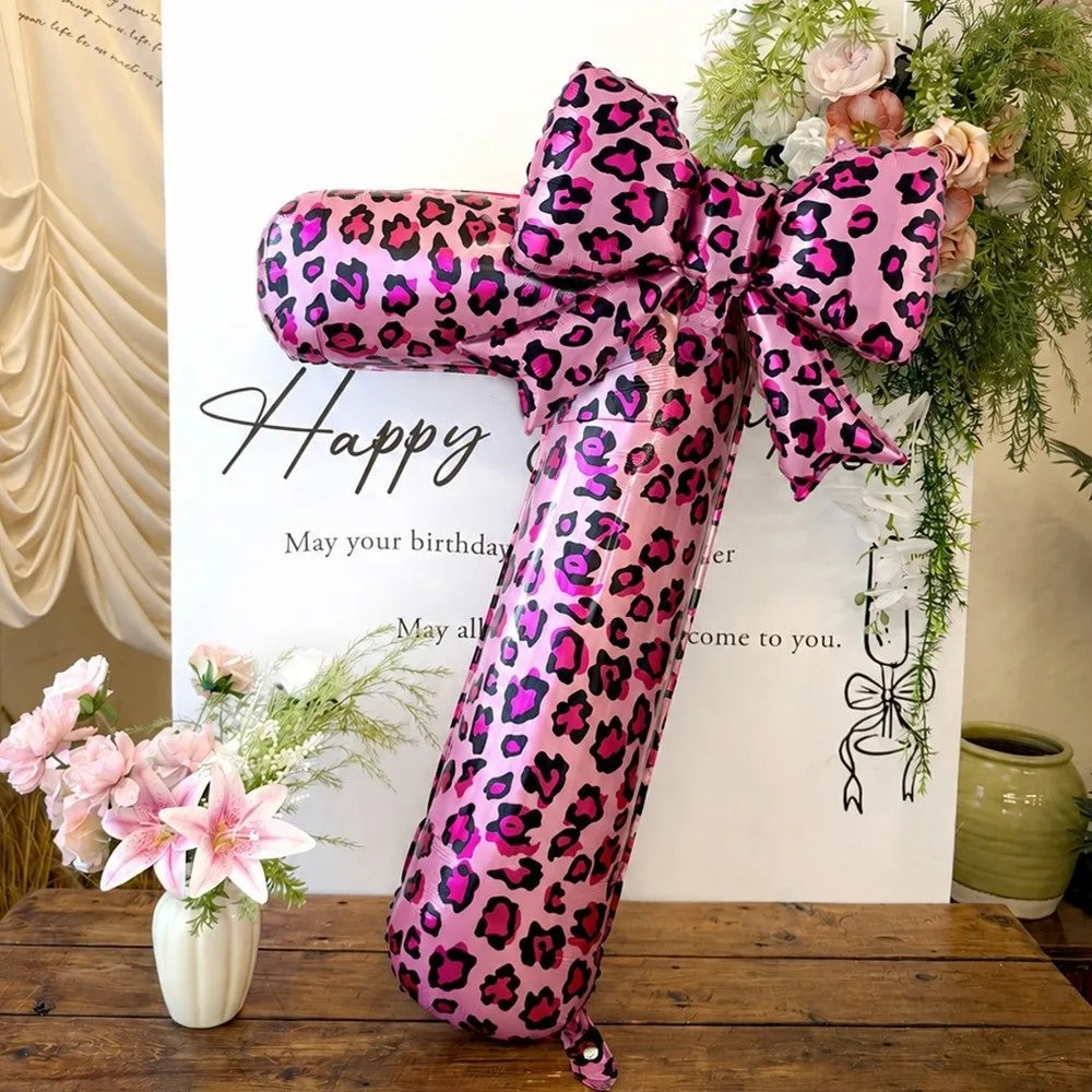 Pink Leopard Foil Number Balloons 0-9 | 40 Inch Party Décor