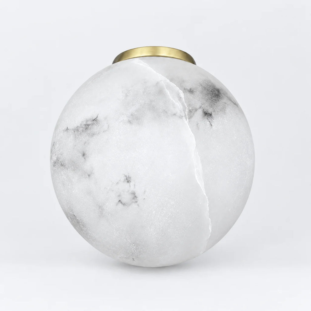 Round Natural Marble LED Wall Sconce | Modern Stone Light