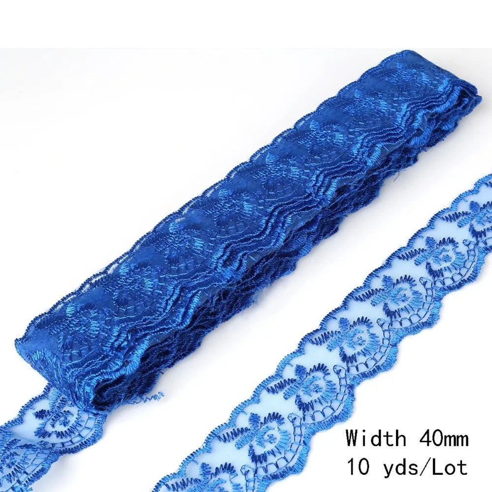 10 Yards Floral Embroidery Lace Trim – Hollow Polyester 40mm