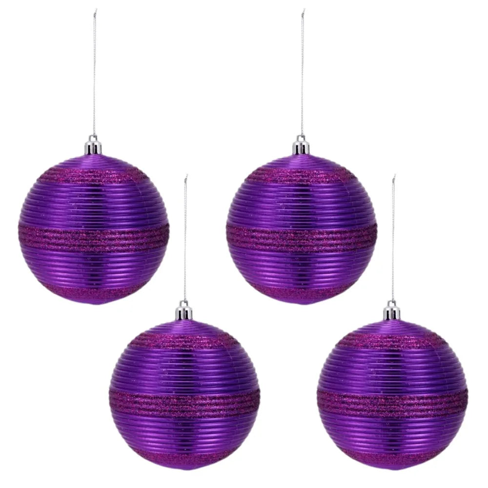 Plastic Christmas Ball Ornaments Shiny Matte Red Gold 4-Pack