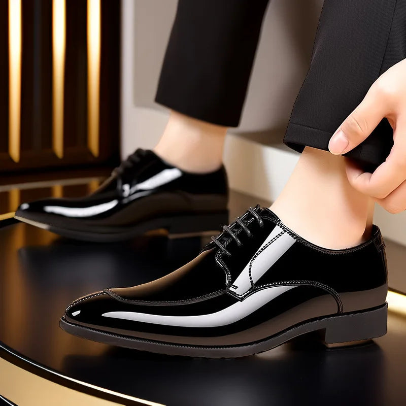 Men's Patent Leather Oxford Shoes – Pointed Toe Formal