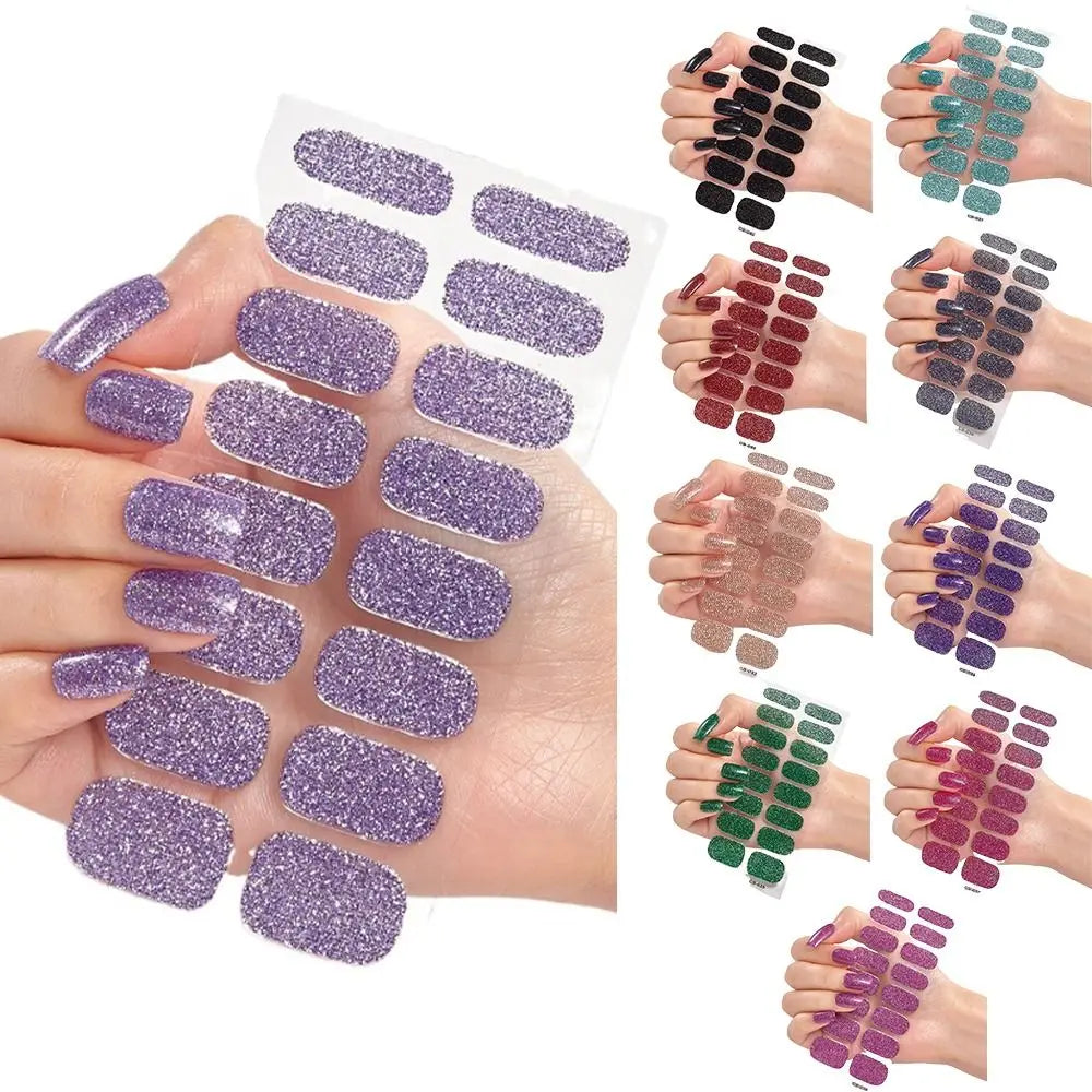 Glitter Gel Nail Stickers – 8 Sheets Sequin DIY Nail Art