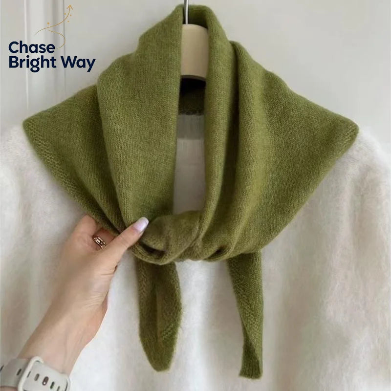 Women's Soft Knit Triangle Scarf – Warm Neck Shawl & Head Wrap