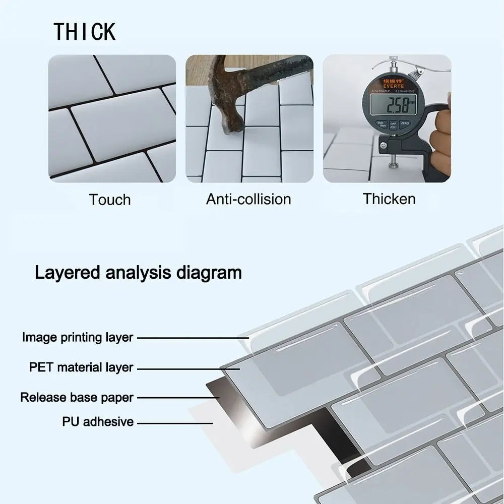 Self-Adhesive Tile Wall Stickers – Waterproof PET Decals