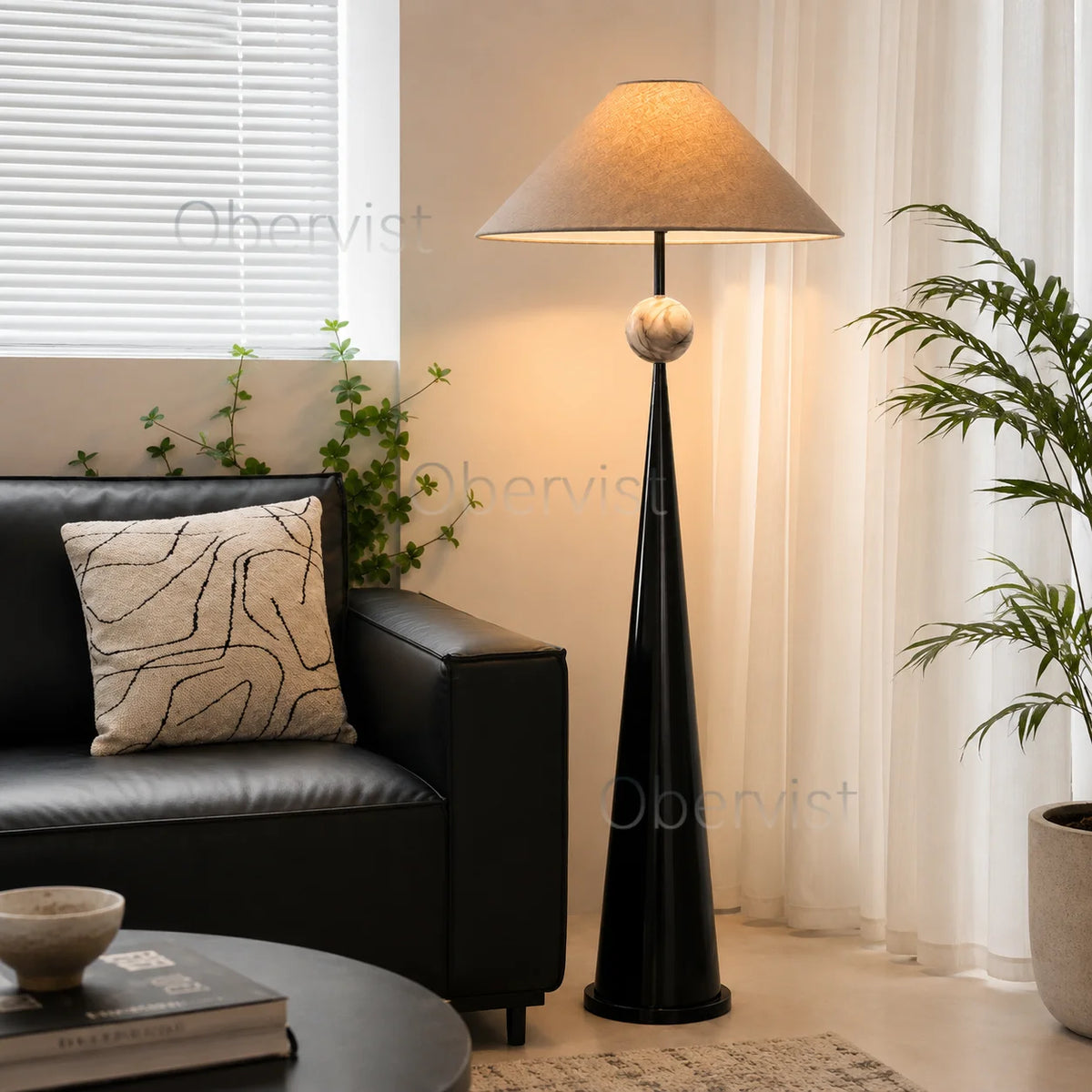 Textured Fabric Shade Floor Lamp | Modern Standing Light