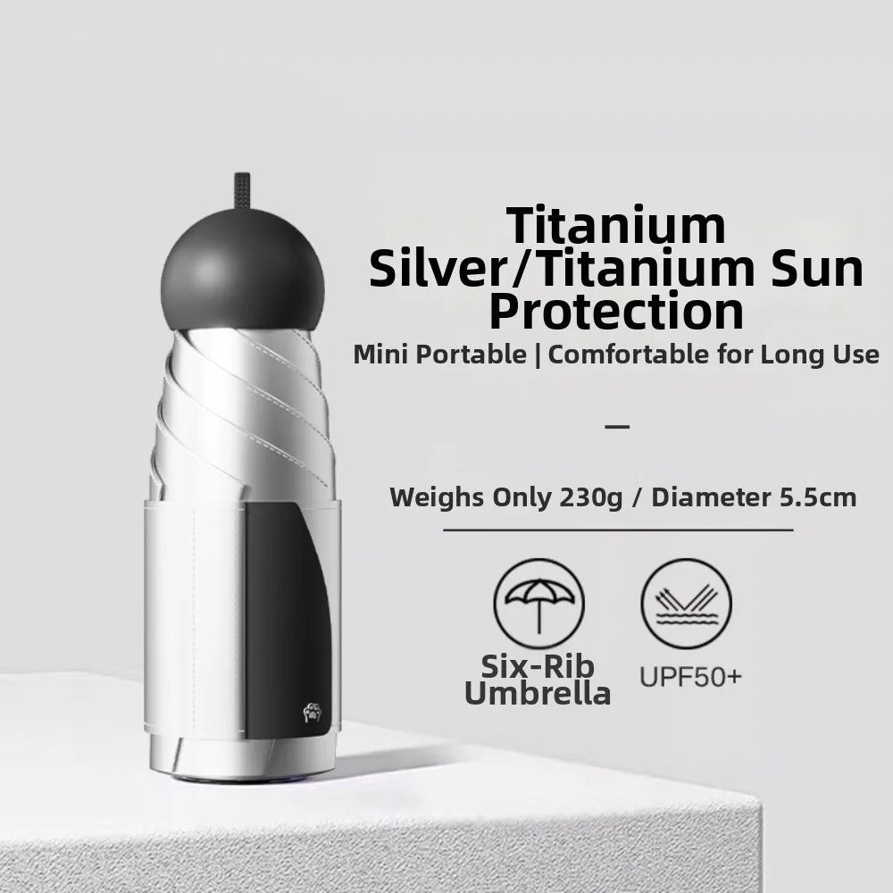 UV Protection Titanium Silver Folding Sun & Rain Umbrella