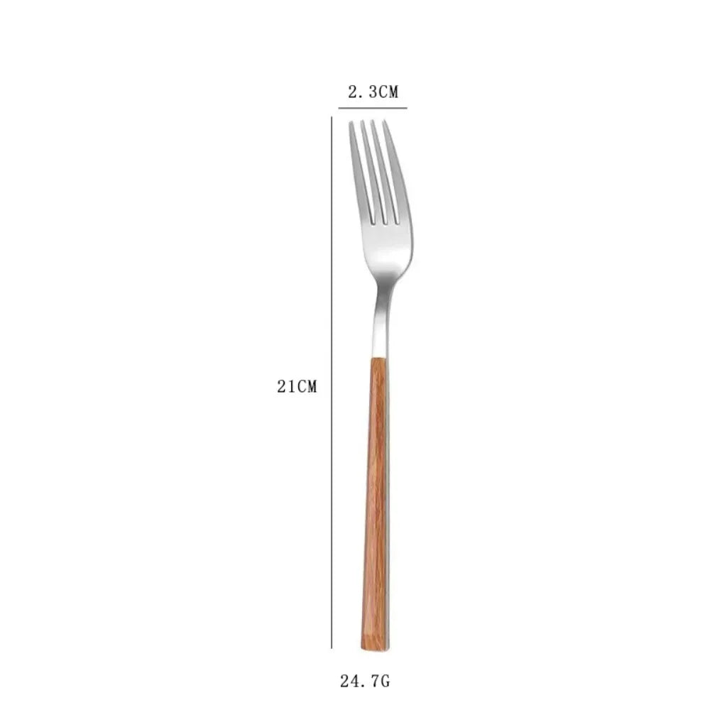 Wood Grain Stainless Steel Cutlery Set – Spoon Fork Knife