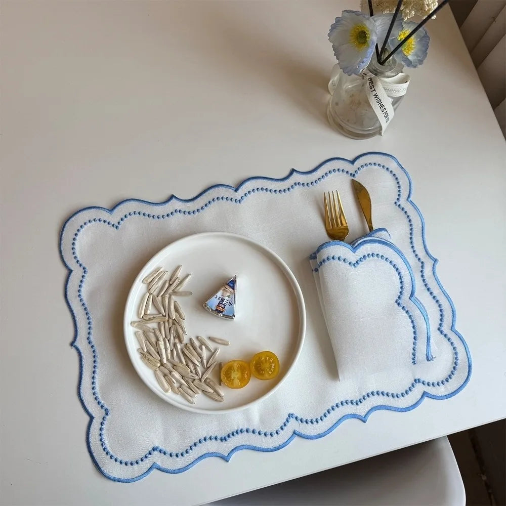 Vintage Embroidered Lace Placemat – Washable Table Mat 45×32cm