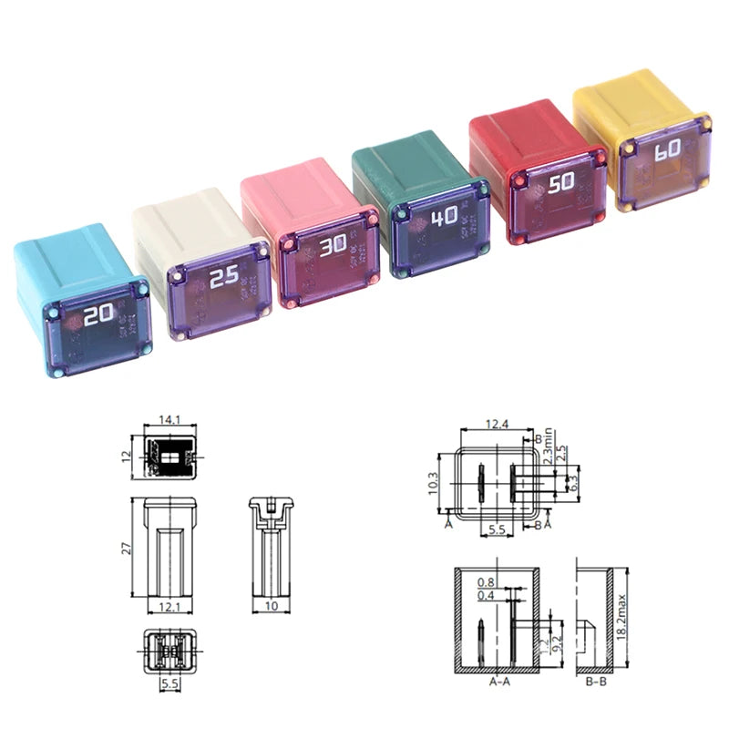 Square Automotive Car Fuse 20A–60A | Waterproof Mini Fuse