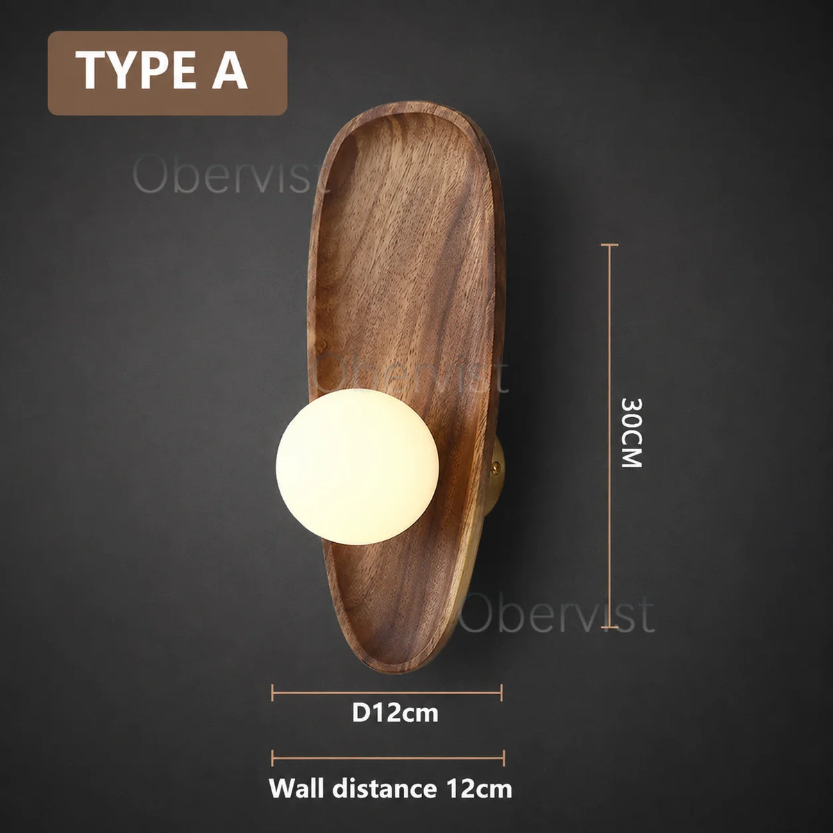 Vintage Wooden Glass LED Wall Sconce | E27 Touch Switch