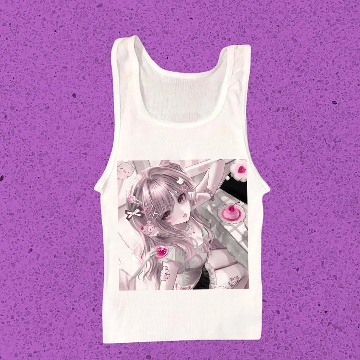 Y2K Harajuku Kawaii Cat Ear Anime Women's Slim Fitted Tee