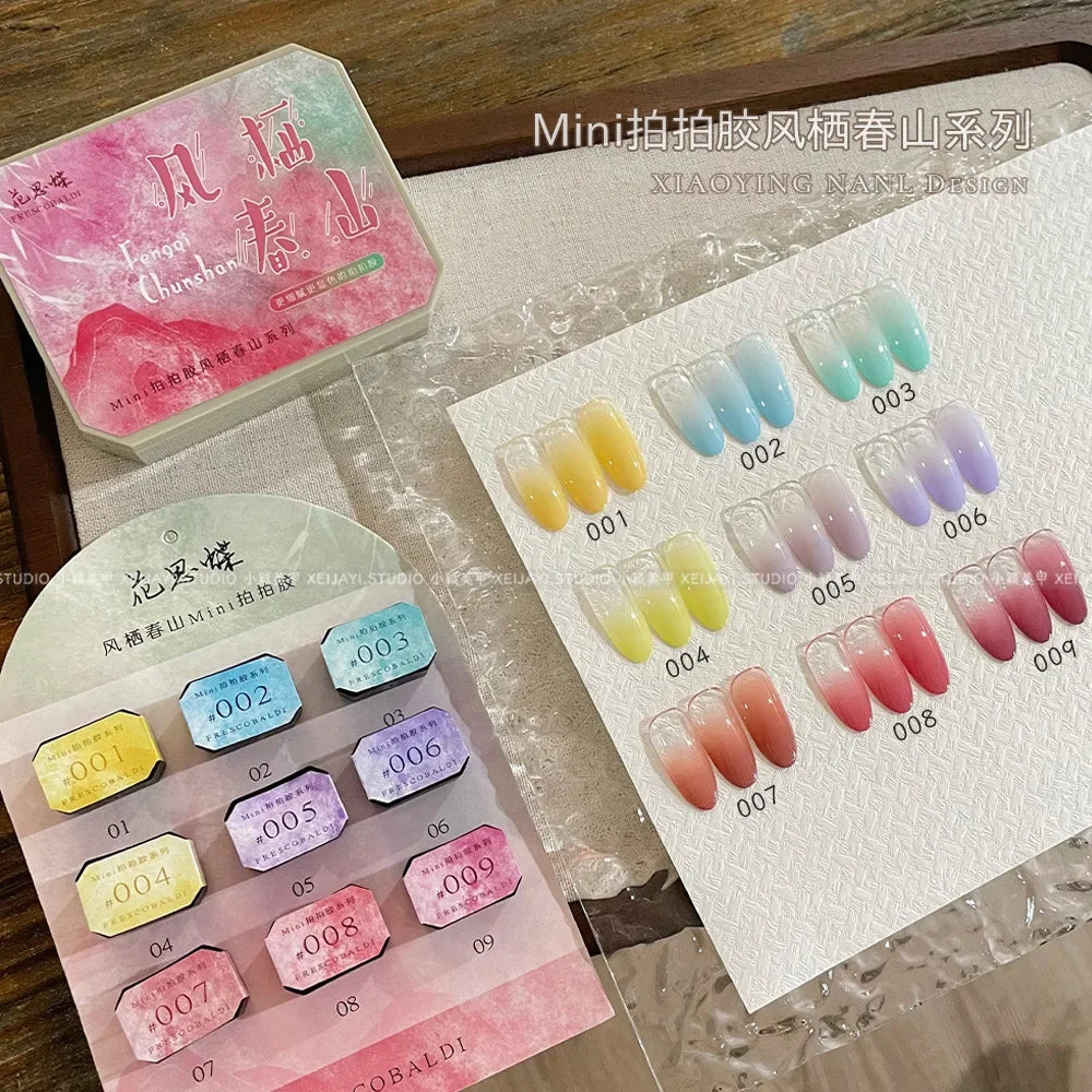 SAMMY 9-Color Chinese Style Nail Glitter Gel Palette