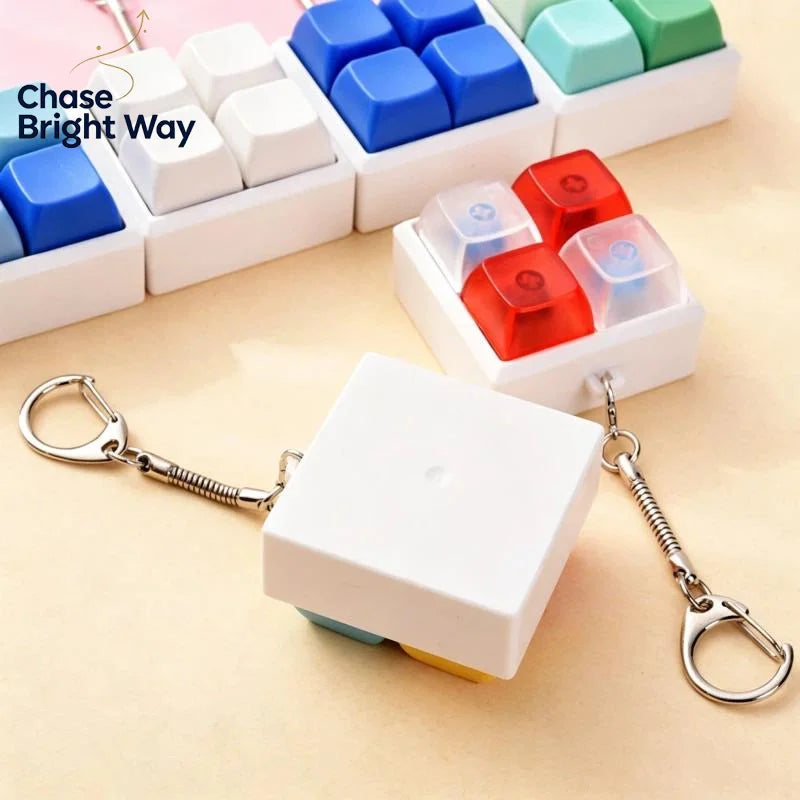 Mini 4-Key Mechanical Keyboard Fidget Keychain | Click Toy