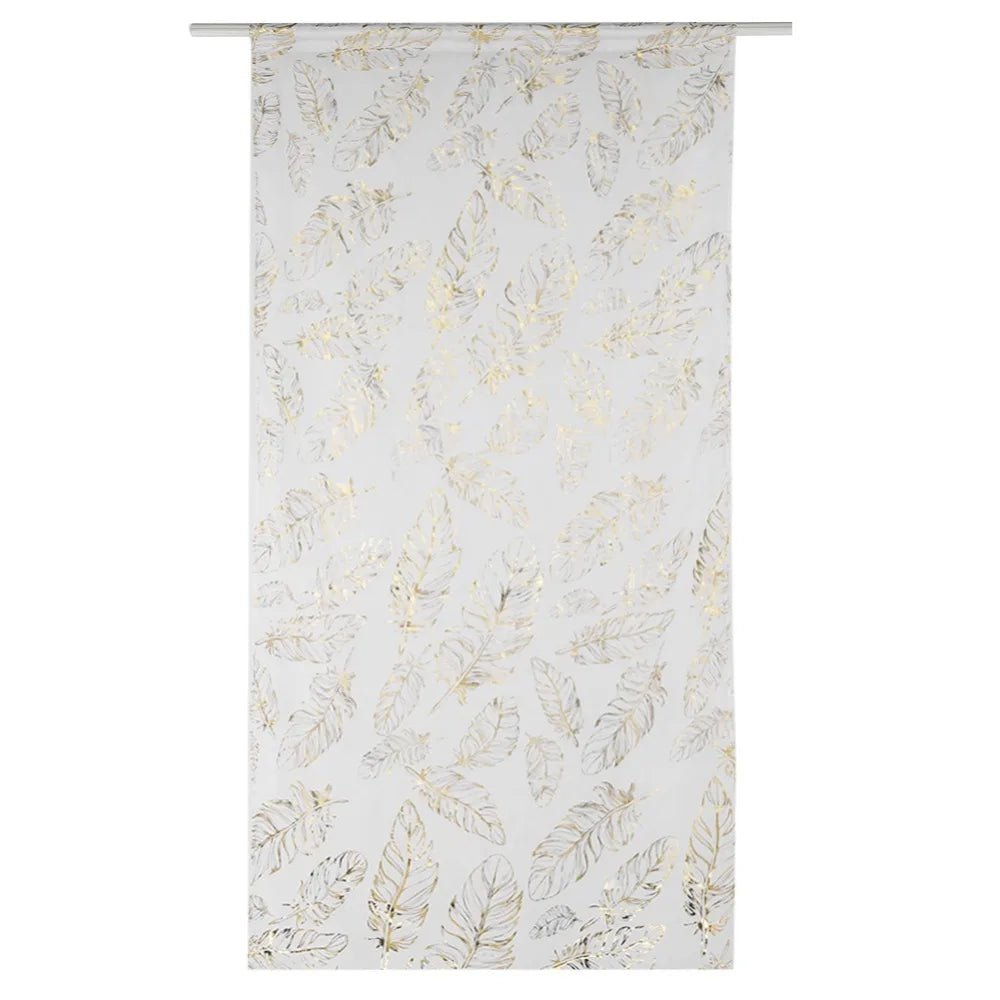 Gold Foil Floral Sheer Curtains – Metallic Voile Drapes 52×63"