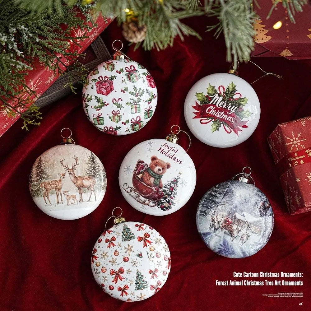Vintage Flat Round Foam Christmas Ornaments | Paper Print