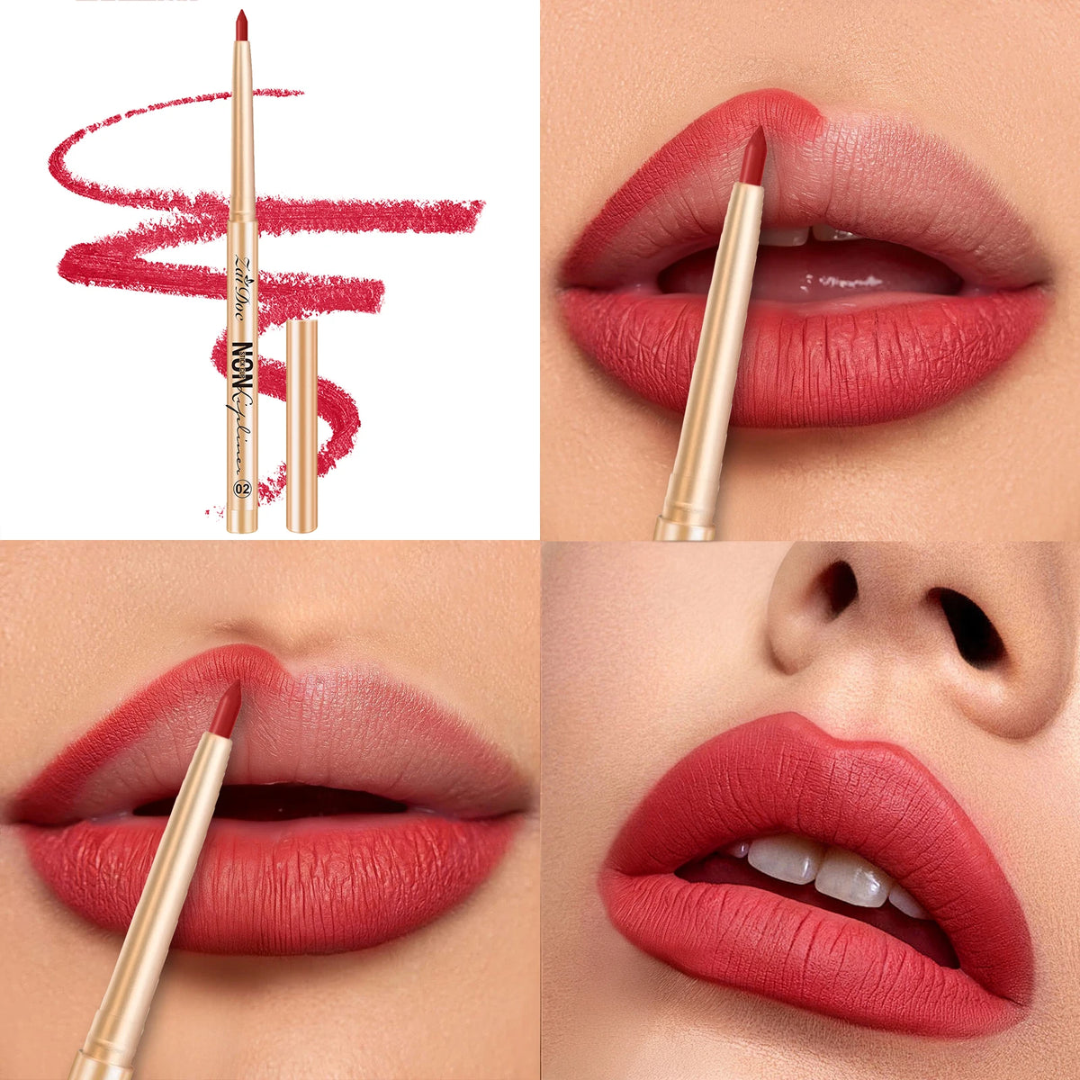 ZaiDoc 3-Color Lip Liner Set – Waterproof Smudge-Proof Pencil